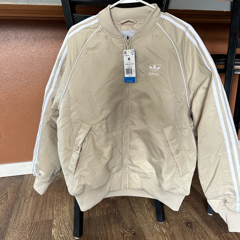 Adidas Tan Bomber Jacket Relaxed Fit